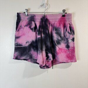 Torrid Shorts 00 / M/L Sweatpants Casual Lounge Pink Black Tie Dye Pull On